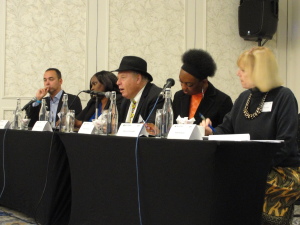 Daniel Yamshon (in the hat) presents at the Fourth International African Peace and Conflict Resolution Conference in Johannesburg, South Africa, July 2014